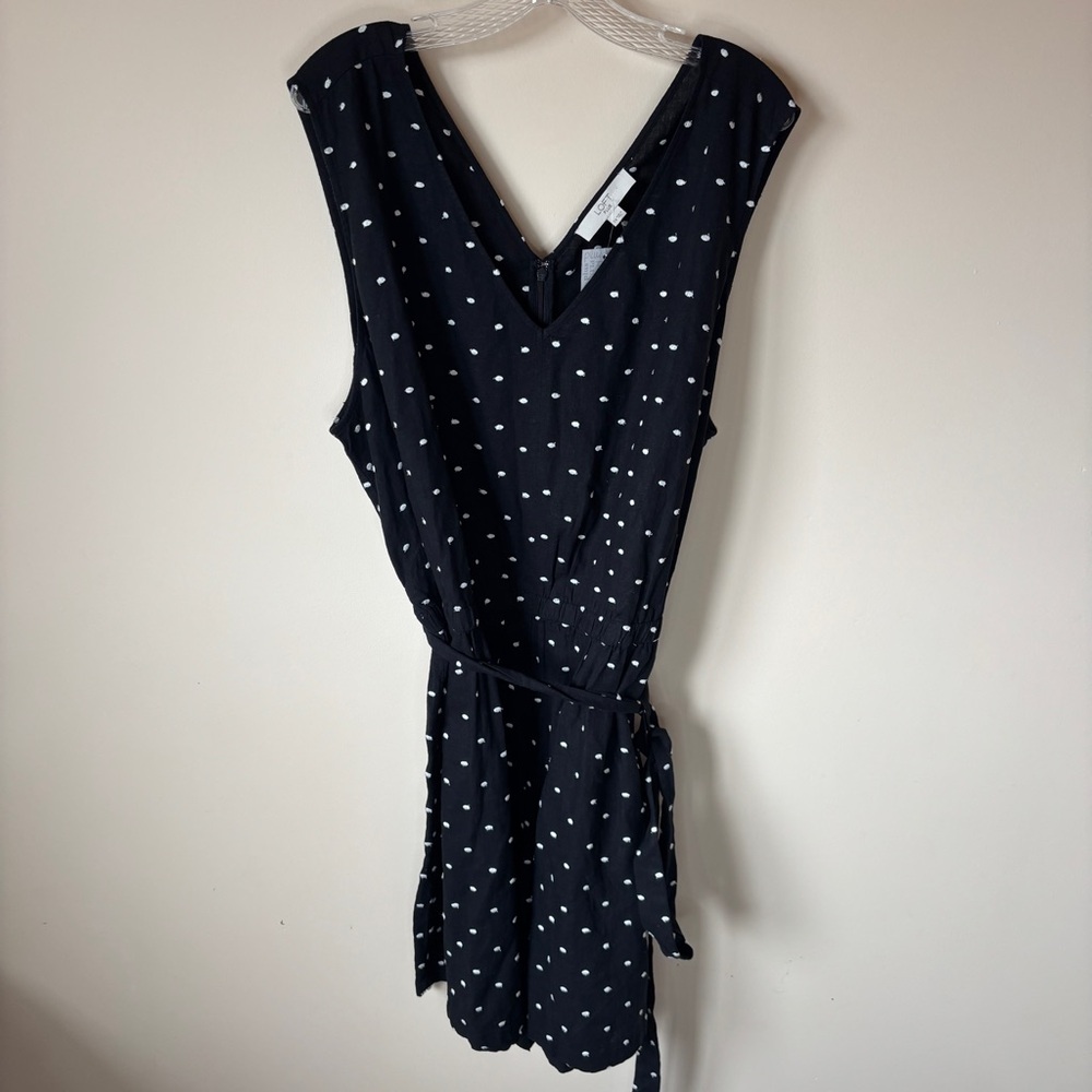 BNWT LOFT Plus Size Black Polka Dot Double V Romper Jumpsuit Beach Summer Short